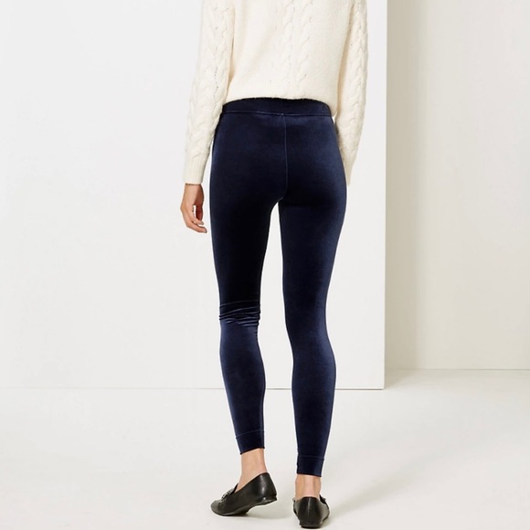Femme by Design High Waist Navy Velvet Leggings - Picture 2 of 11